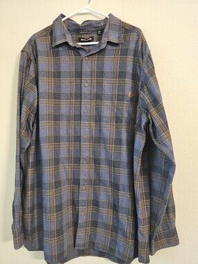 Solaris Men's Blue and Tan Plaid Button-Down Shirt